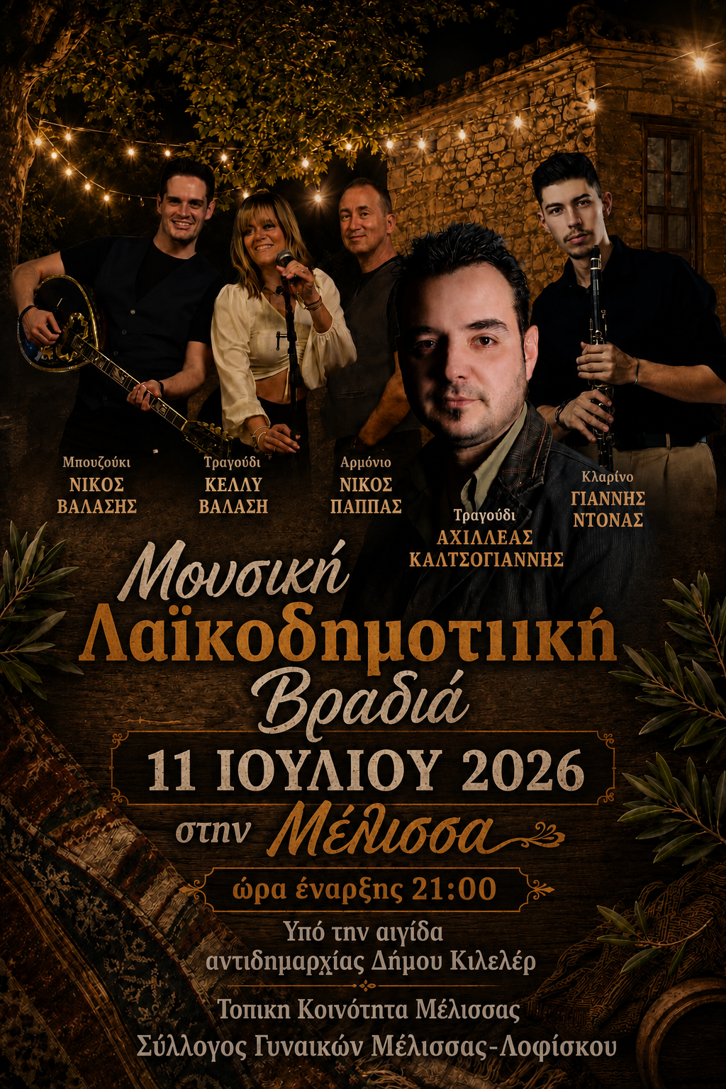 Μέλισσα Κιλελέρ: Λαϊκοδημοτική βραδιά στις 11 Ιουλίου